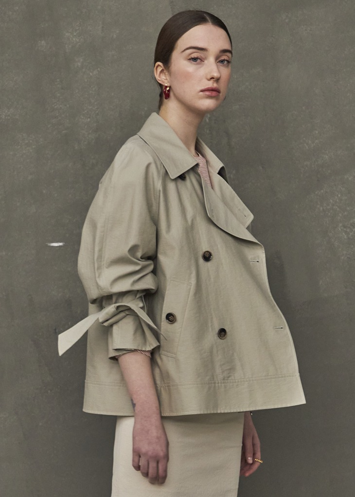 [RE-ORDER] SHORT TRENCH JACKET_WARM GRAY